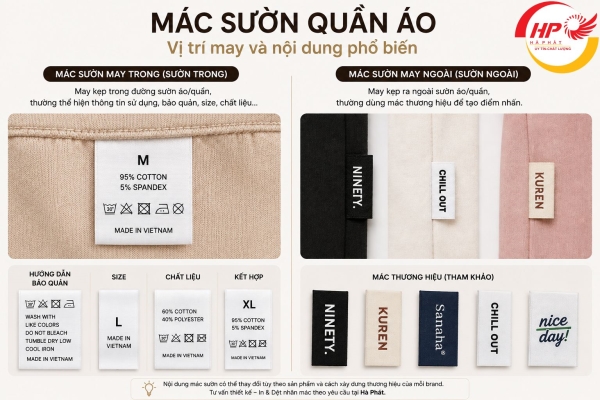 Mác sườn quần áo nên in những thông tin nào?